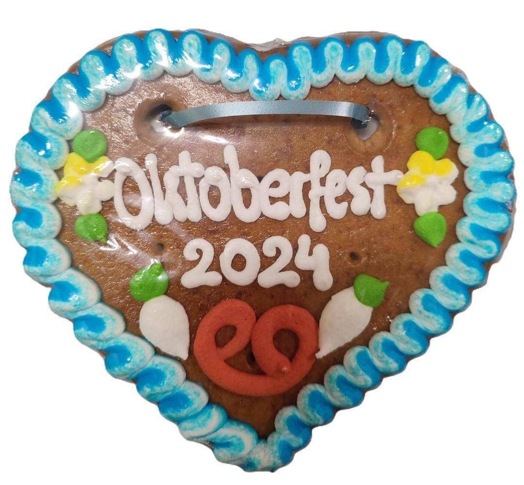 Lebkuchenherzen Spruch Oktoberfest 2025 17 cm , 1 Karton 25 Stück - Lebkuchenherzen-Fabrik