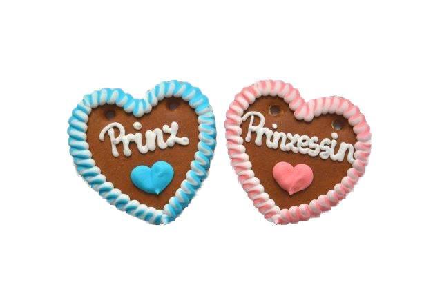 Lebkuchenherzen Prinzessin und Prinz 10 cm 60 Stück Karton - Lebkuchenherzen-Fabrik