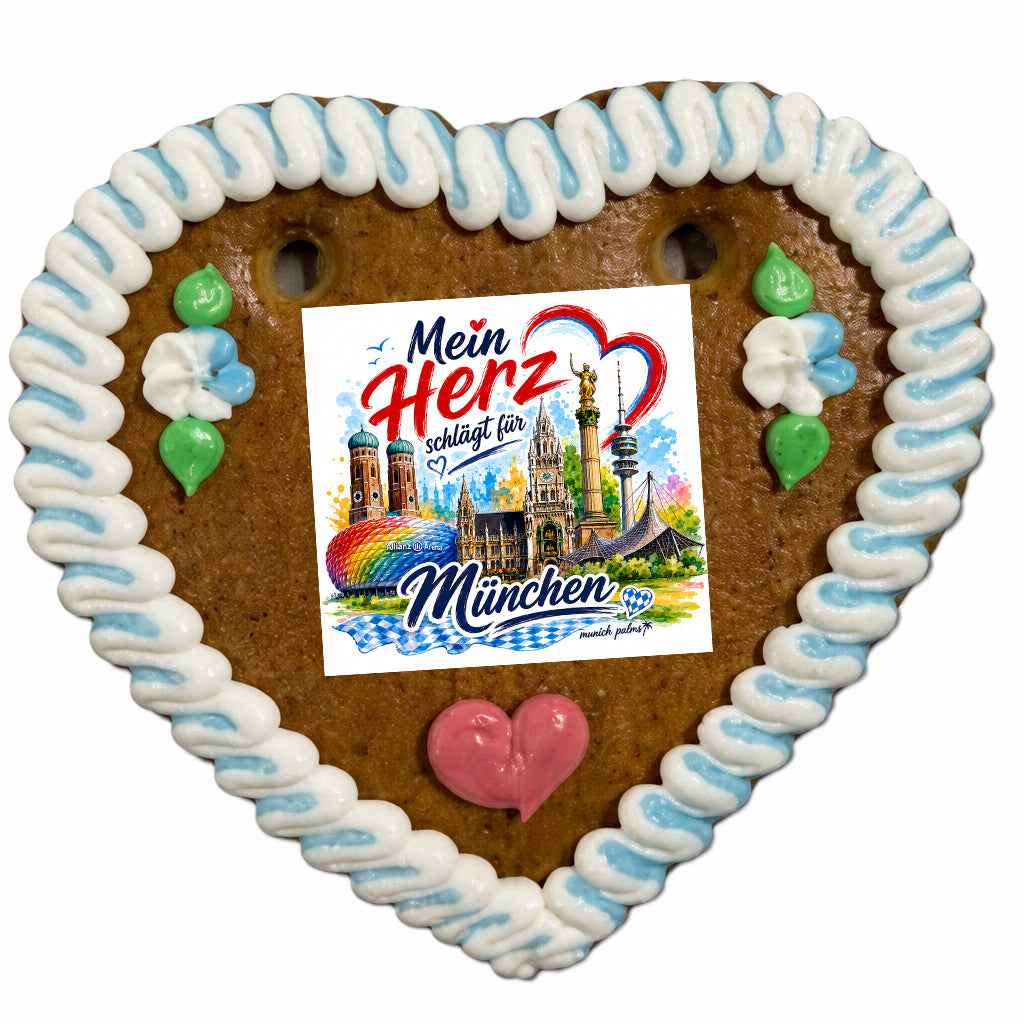 35 Lebkuchenherzen „Mein Herz schlägt für München“ im Karton | Munich Palms Großpackung