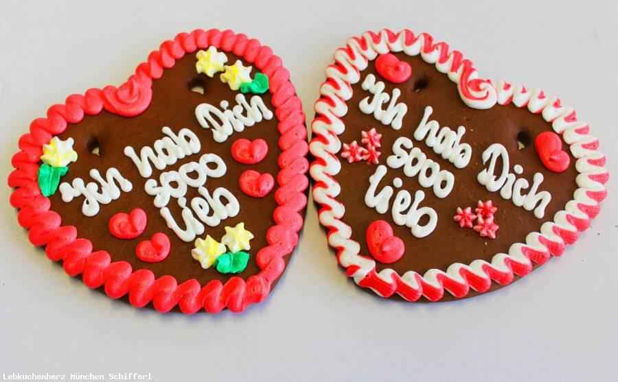 Lebkuchenherzen Spruch Ich hab Dich sooo lieb ,rot/weiss, 1 Lebkuchenherz,