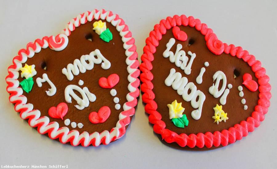 Lebkuchenherzen Spruch Weil i Di mog, I mog Di, 1 Lebkuchenherz , - Lebkuchenherzen-Fabrik
