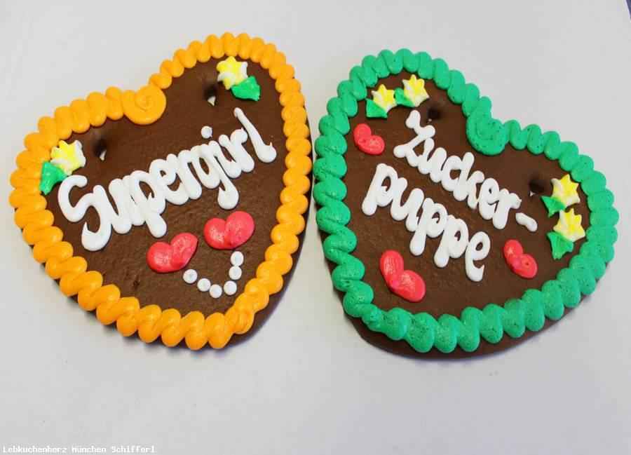 Lebkuchenherzen Spruch Supergirl oder Zuckerpuppe, 1 Lebkuchenherz