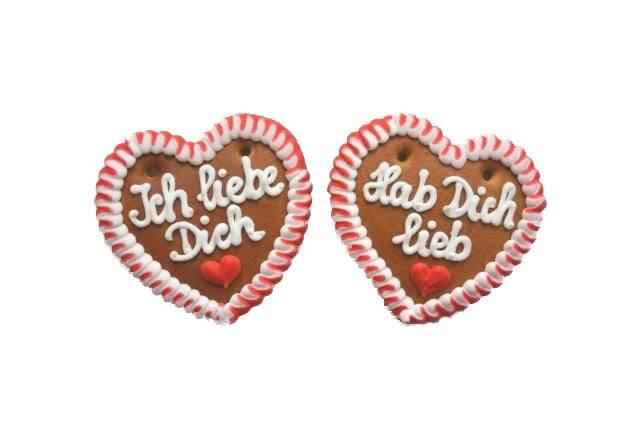 Lebkuchenherzen Spruch Ich liebe Dich, 60 Herzen im Karton