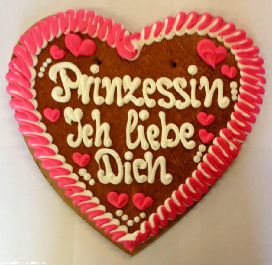 Prinzessin ich liebe Dich Lebkuchenherz 50 cm XXL - Lebkuchenherzen-Fabrik
