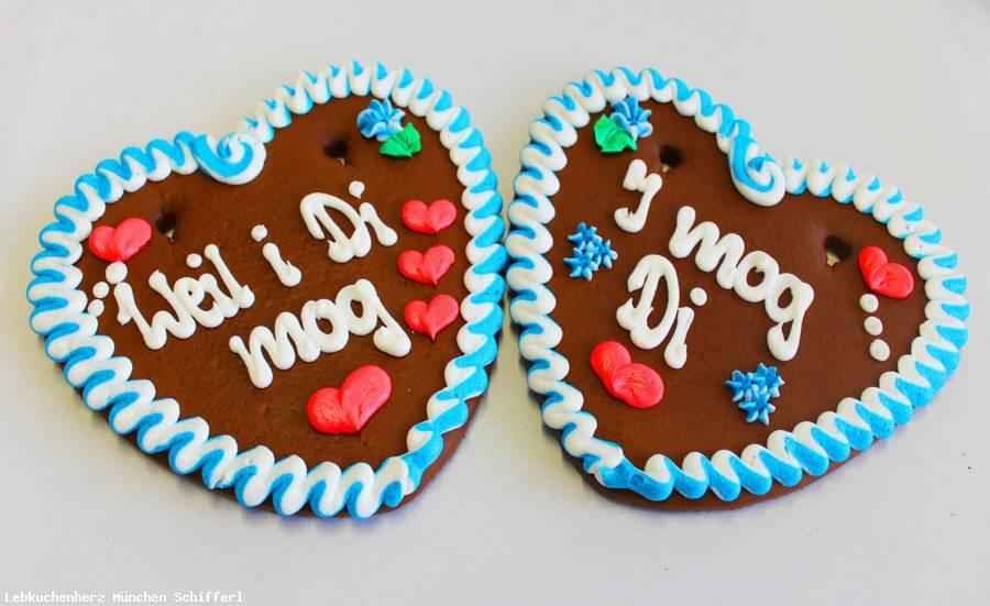 Lebkuchenherzen Sprüche Weil i Di mog , I mog Di , 1 Lebkuchenherz