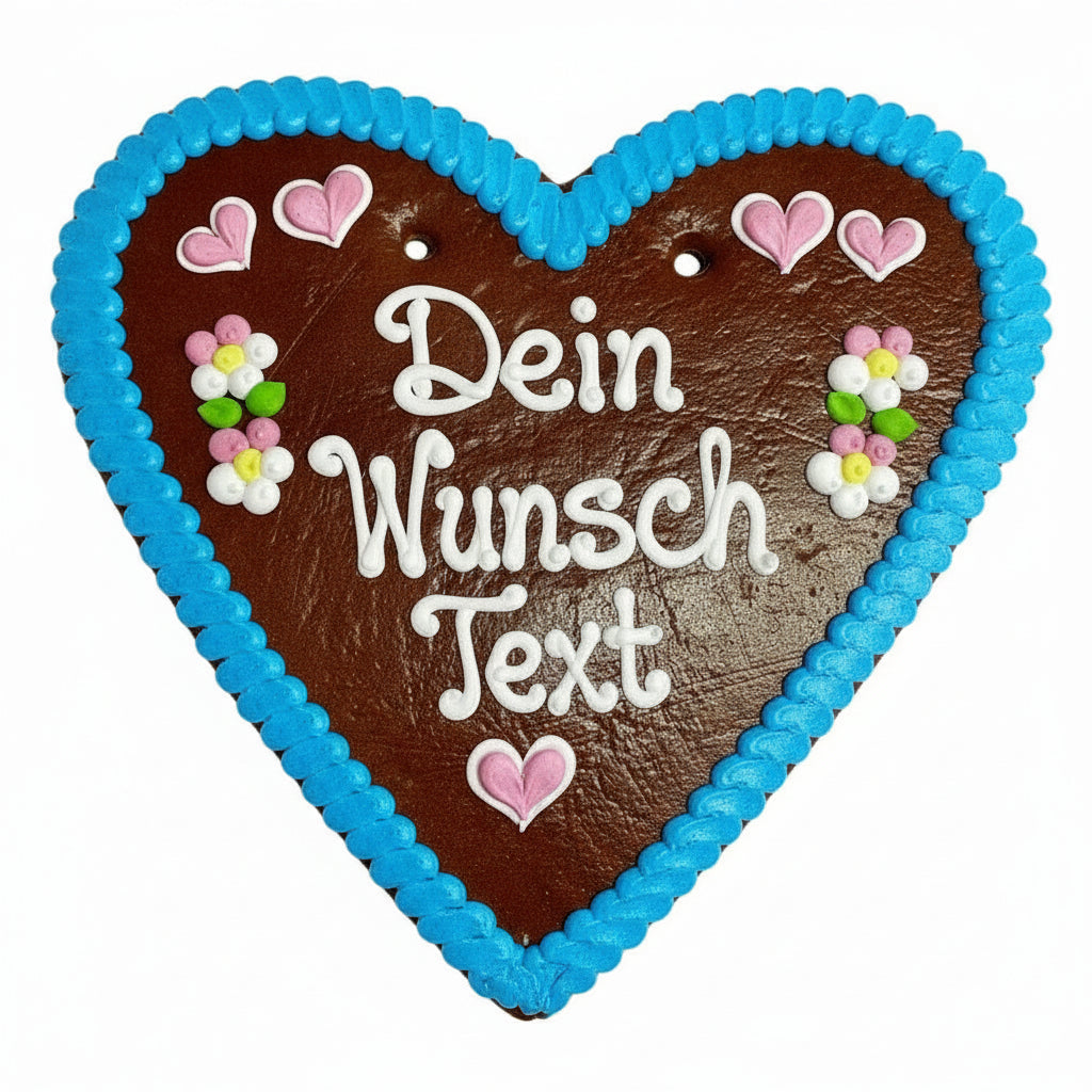 Lebkuchenherz XXXL Dein Wunschtext blau  50 cm 