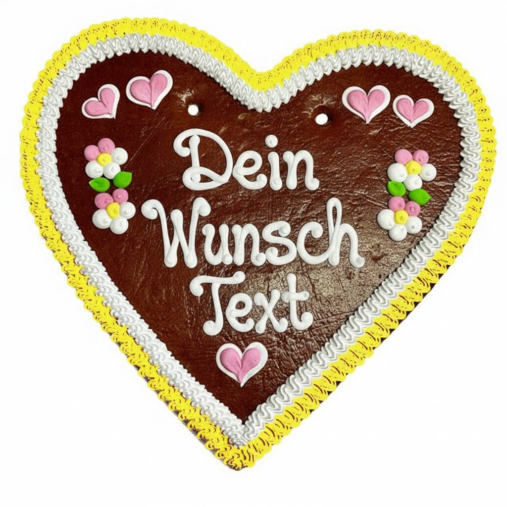 Lebkuchenherz XXXL Dein Wunschtext gelb weiss 50 cm 