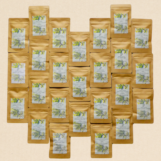 Probierpaket: Von jeder der 25 angebotenen Teesorten 20 Gramm - Lebkuchenherzen-Fabrik