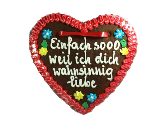 Lebkuchenherz Wunschtext 50 x 48 cm | Lebkuchenherzen-Fabrik - Lebkuchenherzen-Fabrik