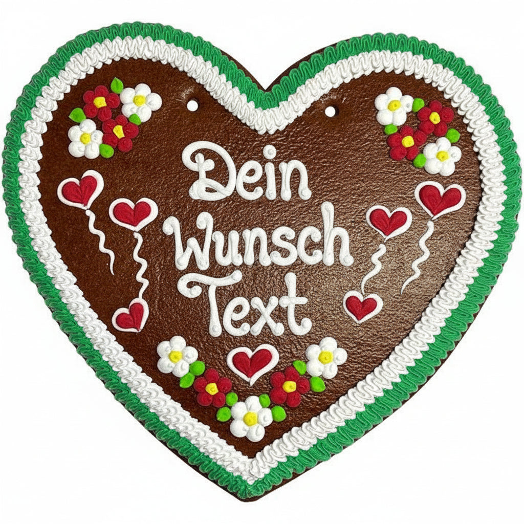 Lebkuchenherz XXXXL 60 x 55 cm Dein Wunsch Text grün weiss 