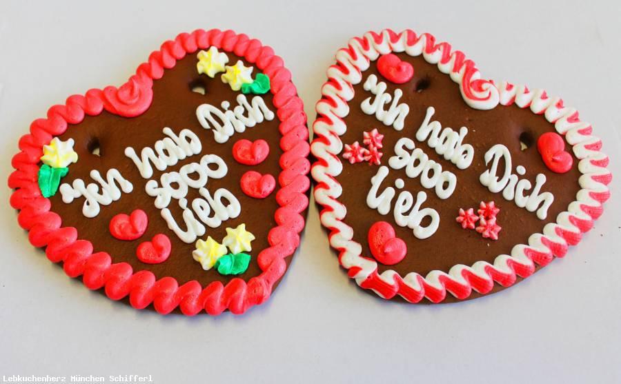 Lebkuchenherzen Spruch Ich hab Dich sooo lieb ,rot/weiss, 1 Lebkuchenherz, - Lebkuchenherzen-Fabrik