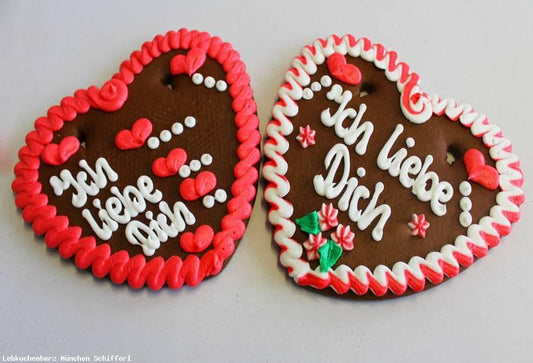 Lebkuchenherzen Spruch Ich lieb Dich 23 cm,rot/weiss , 1 Lebkuchenherz - Lebkuchenherzen-Fabrik