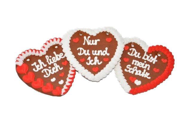 Wiesn Lebkuchenherzen Sprüche Liebe sortiert,im 20 Stück im Karton - Lebkuchenherzen-Fabrik